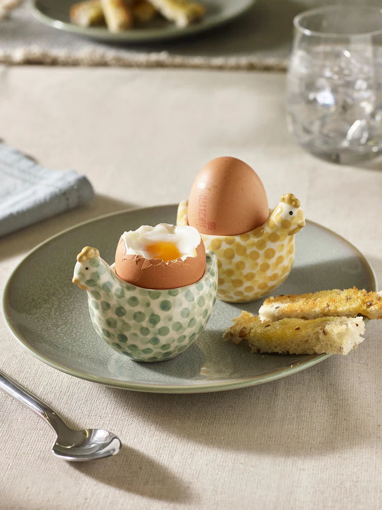 Next Uk Set of 2 Sage Green Pat and Peggy Chicken Egg Cups