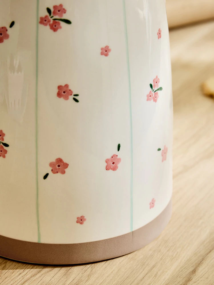Next Uk Natural Floral Ceramic Biscuit Jar