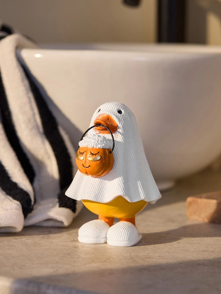White Halloween Ghost Duck Ornament