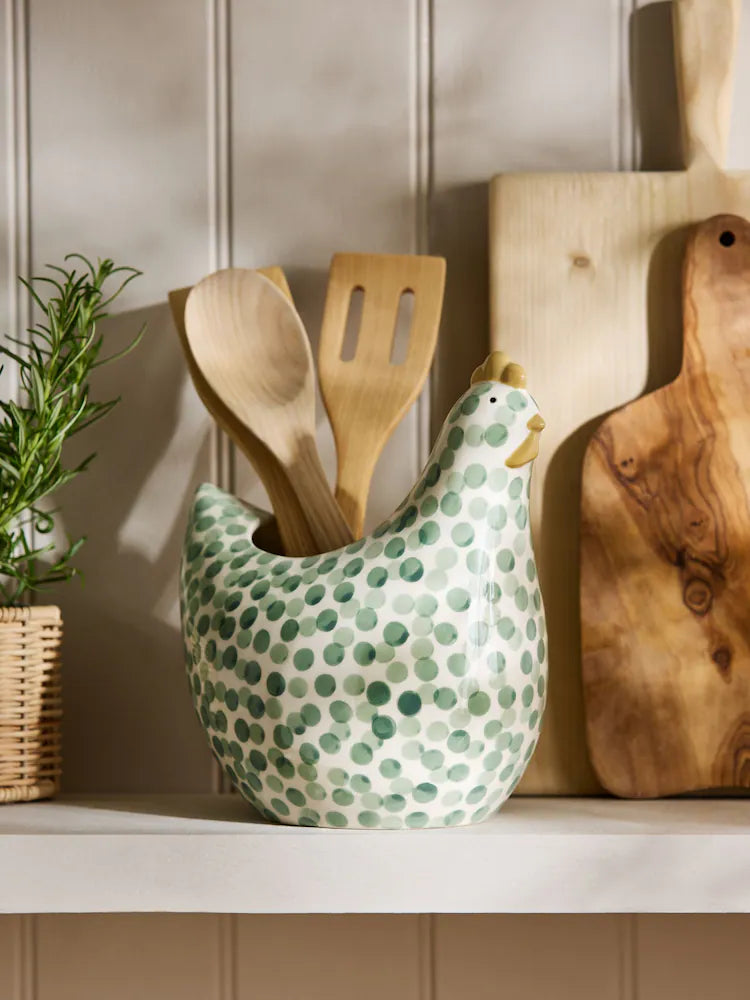 Next Sage Green Chicken Utensil Pot