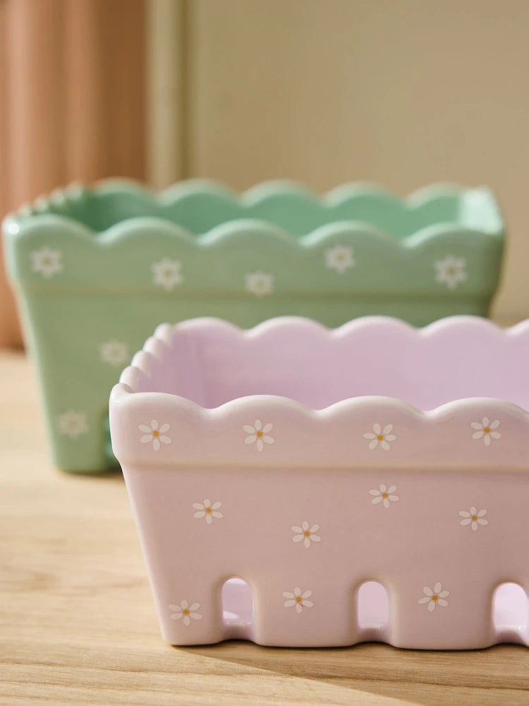 Next Uk Set of 2 Green floral Berry Storage Baskets
