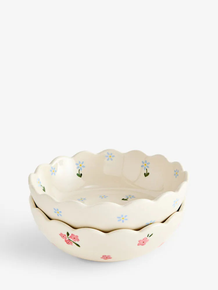 Next Uk Set of 4 White Maisie Floral Stacking Nibble Bowls