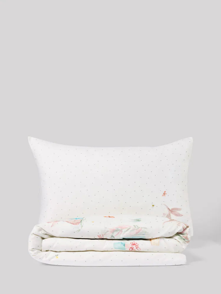 Next Uk White Bunny Scene 100% Cotton Textured Printed Duvet Cover and Pillowcase Set