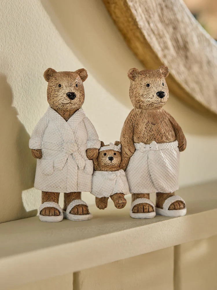 Natural Bertie Bear Family Bathroom Ornament