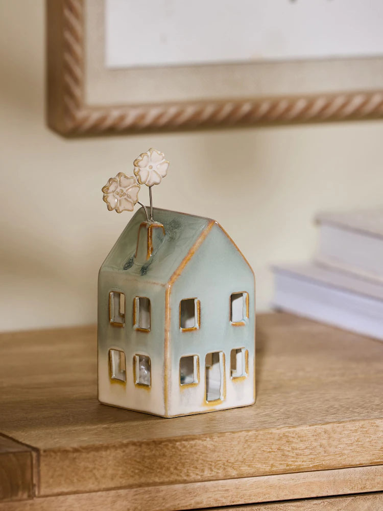 Next Uk Green Ceramic Spring House Ornament (h=15.5cm)
