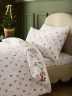 Next Uk Ecru Santa Friends Reversible Christmas Duvet Cover and Pillowcase Set