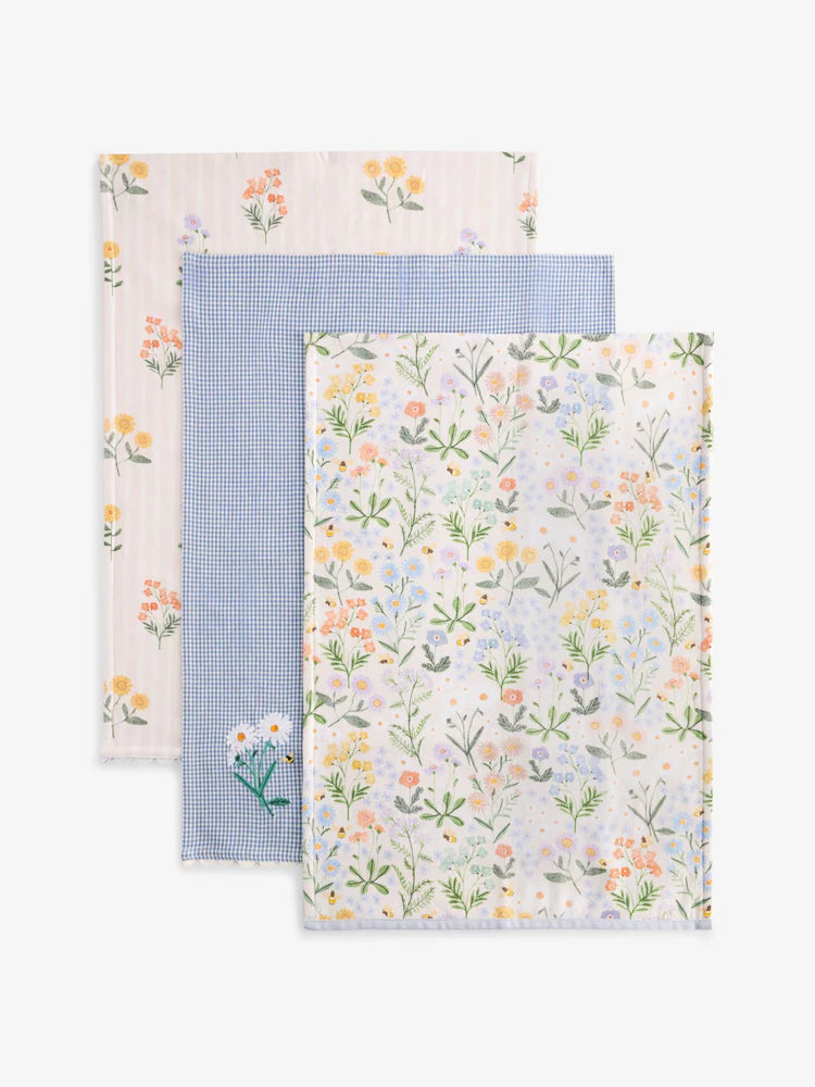 Next Uk Set of 3 Multi Maisie Floral Print Tea Towels