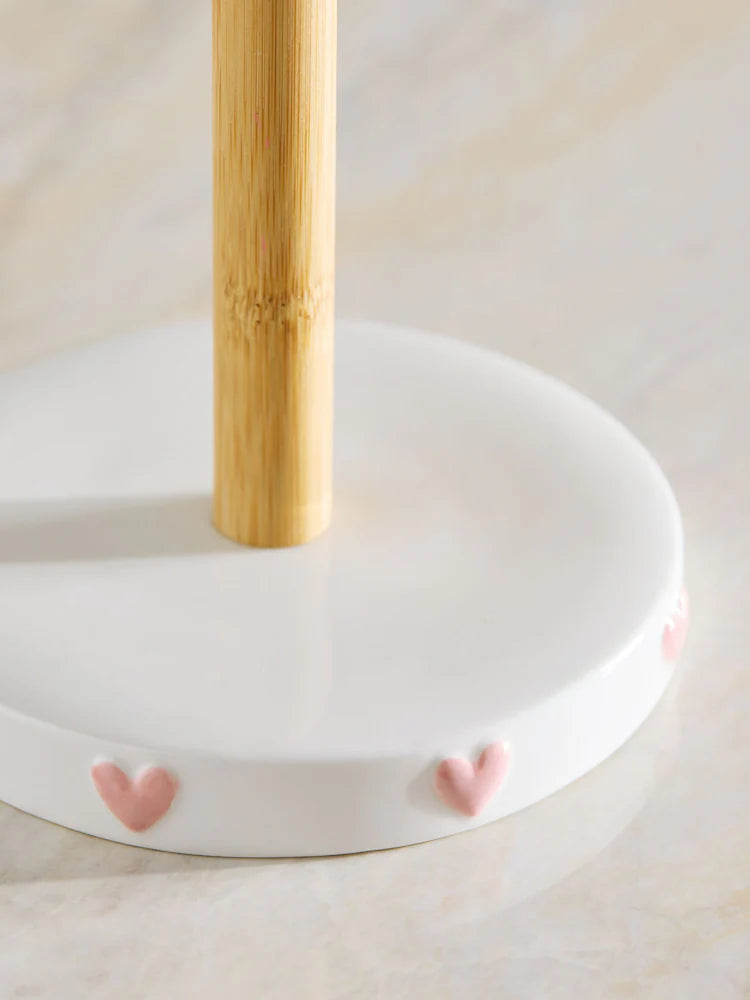 Next Uk Pink Heart Ceramic Kitchen Roll Holder