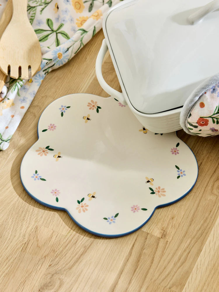 Next Uk Natural Floral Ceramic Trivet