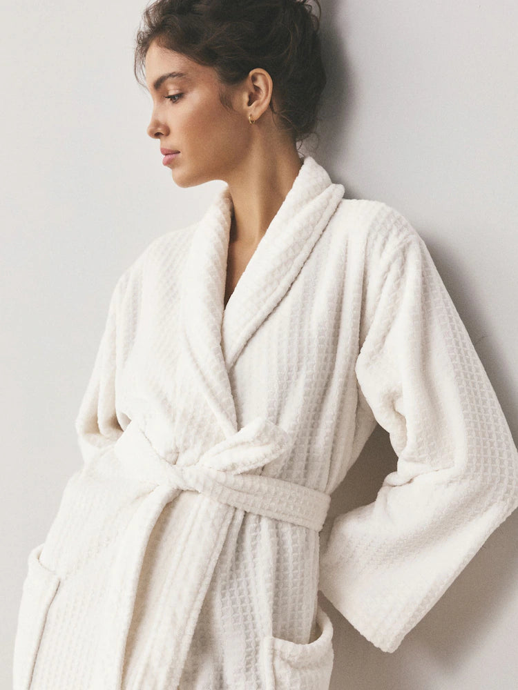 Next Uk White Waffle Cosy Robe