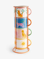 Preorder Next Uk Tropical Leopard Stacking Mugs Set of 4