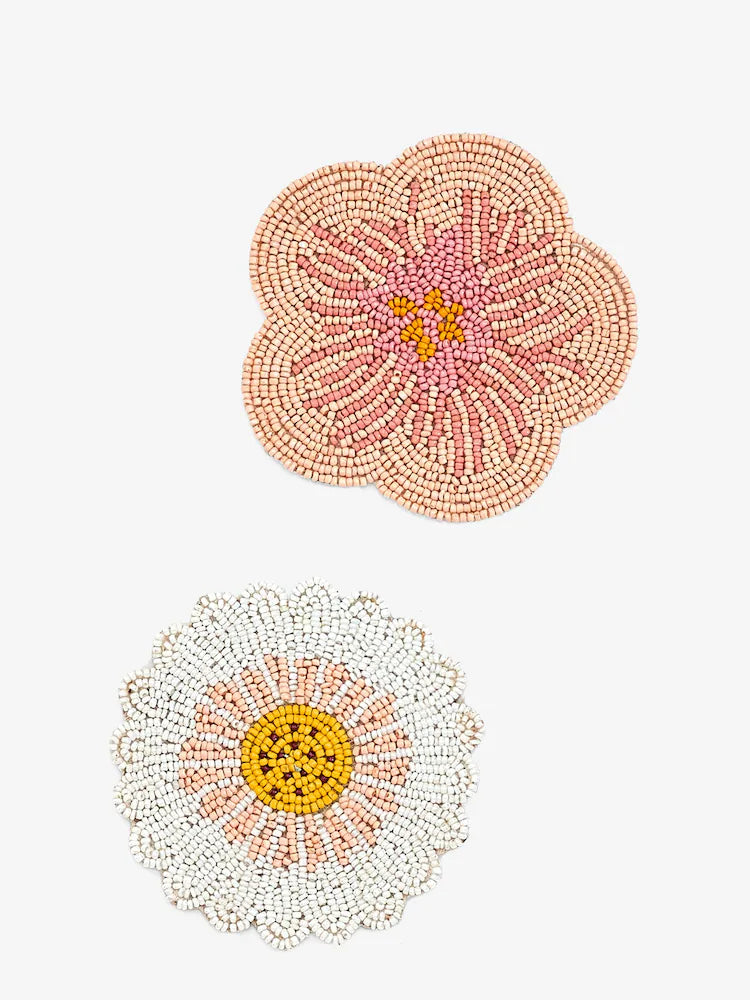 Next Uk Set of 4 Pink Floral Beaded Coasters