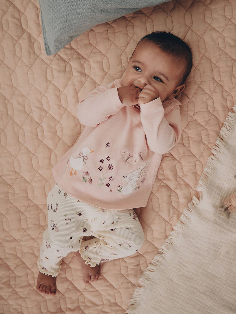 Preorder Next Uk Pink Bunny Long Sleeve Top and Leggings Baby 2 Piece Set (0mths-2yrs)