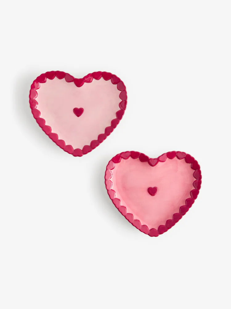 Next Uk Set of 2 Pink Heart Side Plates