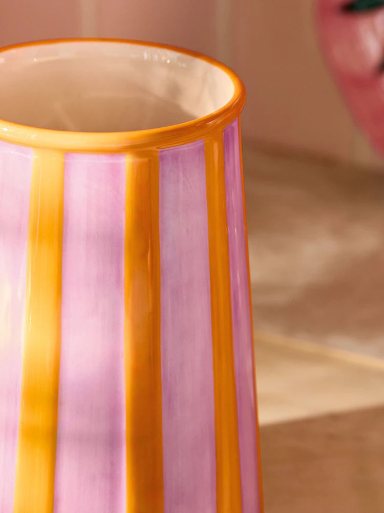 Pink Stripe Utensil Pot