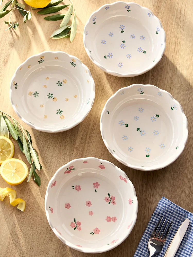 Next Uk Set of 4 White Maisie Floral Stacking Nibble Bowls