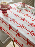 Next UK Pink & Red Bow Print Wipe-Clean Tablecloth – 100% Cotton
