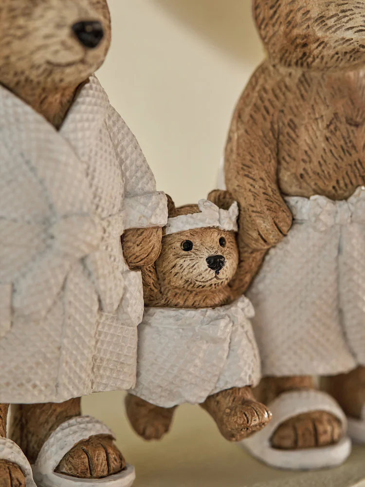 Natural Bertie Bear Family Bathroom Ornament