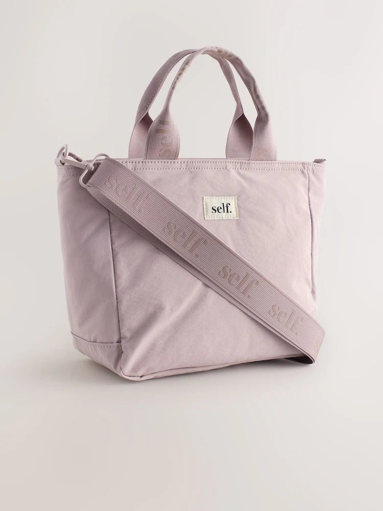 self. Grey Nylon Lunch Bag