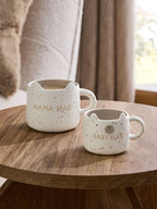 Set of 2 Natural Mama and Mini Bear Shaped Mugs