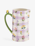 Next Uk Lilac/White Maisie Gingham Floral Ceramic Jug Vase