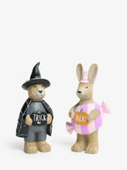 Set of 2 Natural Bertie Bear and Rosie the Rabbit Halloween Decorations