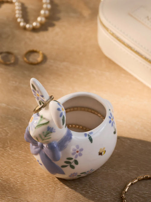 Next Uk Multicolour Floral Ceramic Bunny Ring Holder