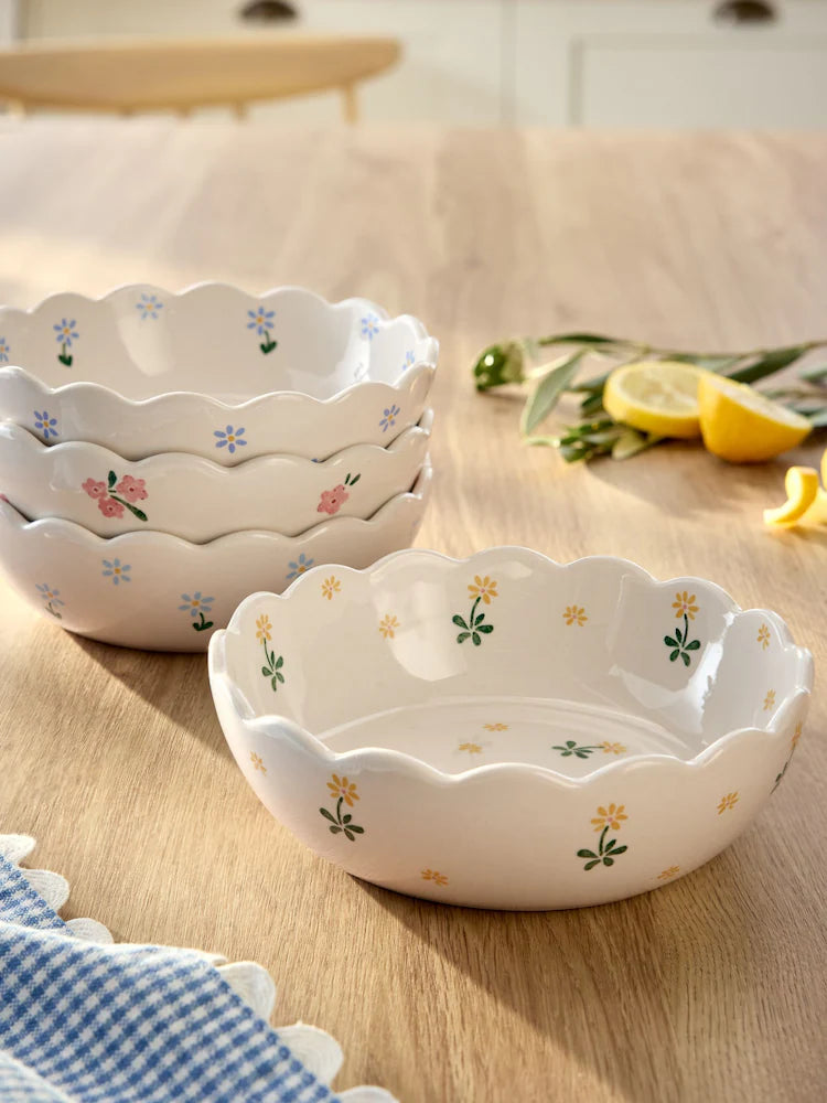 Next Uk Set of 4 White Maisie Floral Stacking Nibble Bowls
