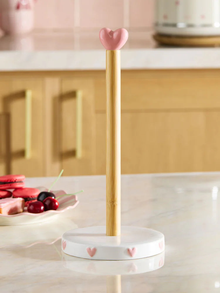 Next Uk Pink Heart Ceramic Kitchen Roll Holder