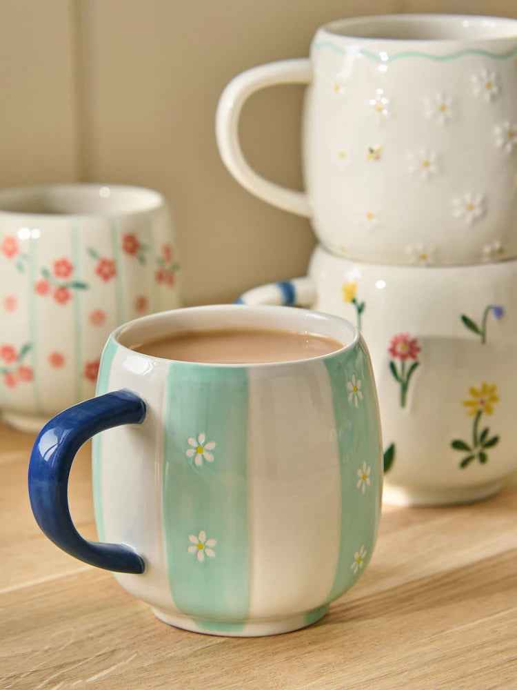 Next Uk Set of 4 Multi Maisie Floral Stacking Mugs