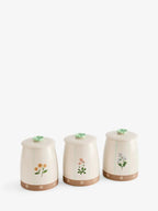 Next Uk Set of 3 Natural Floral Ceramic Storage Jars