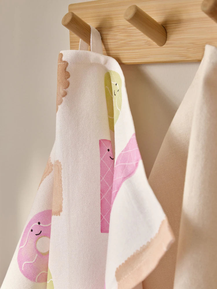 Set of 3 Pink Biscuit Tea Towels