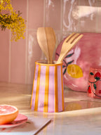 Pink Stripe Utensil Pot