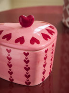 Next Uk Pink Ceramic Heart Trinket Pot (Height 8cm Diameter 9.5cm)