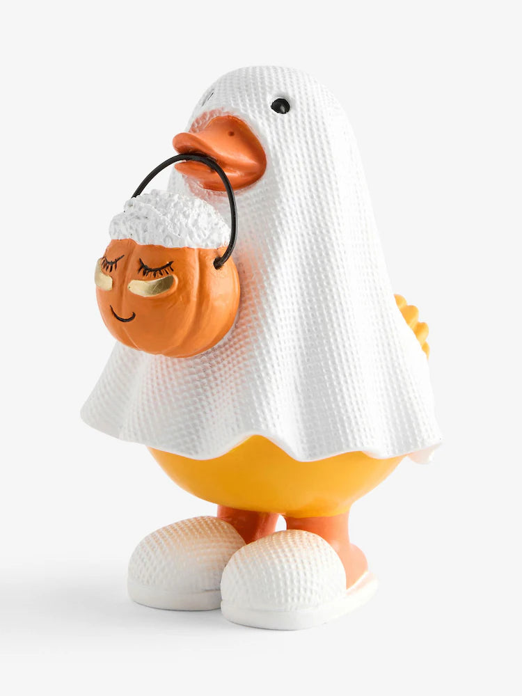 White Halloween Ghost Duck Ornament