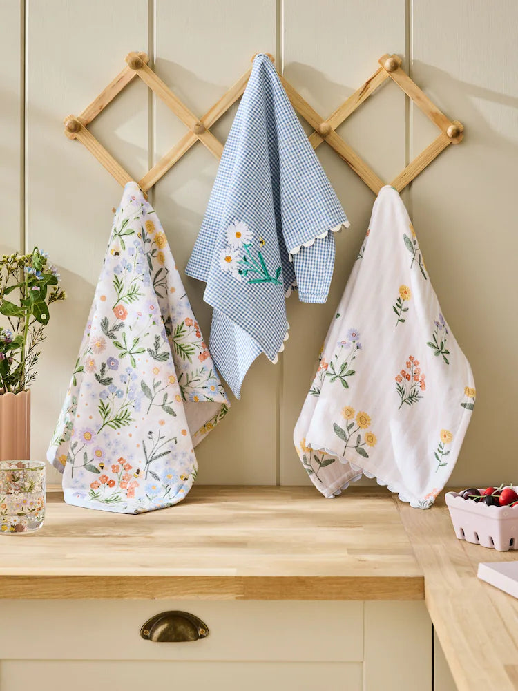 Next Uk Set of 3 Multi Maisie Floral Print Tea Towels