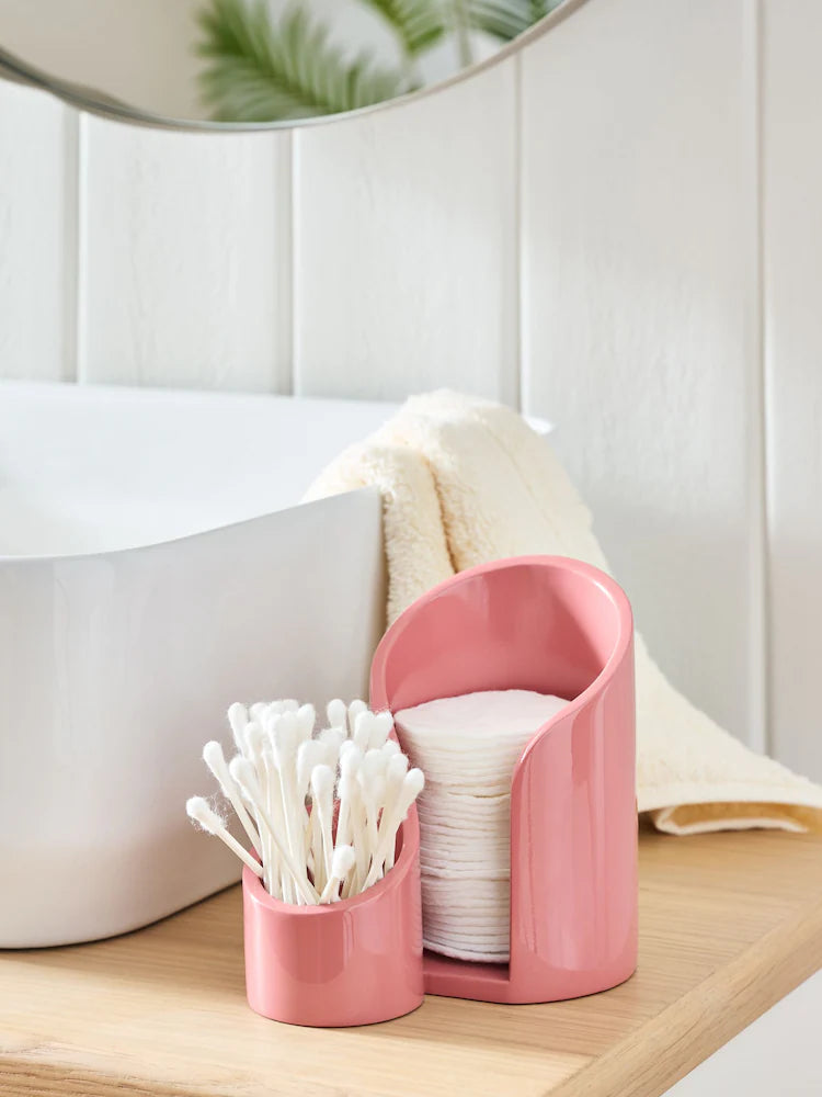 Next Uk Resin Pink Cotton Pad and Bud Storage Jar