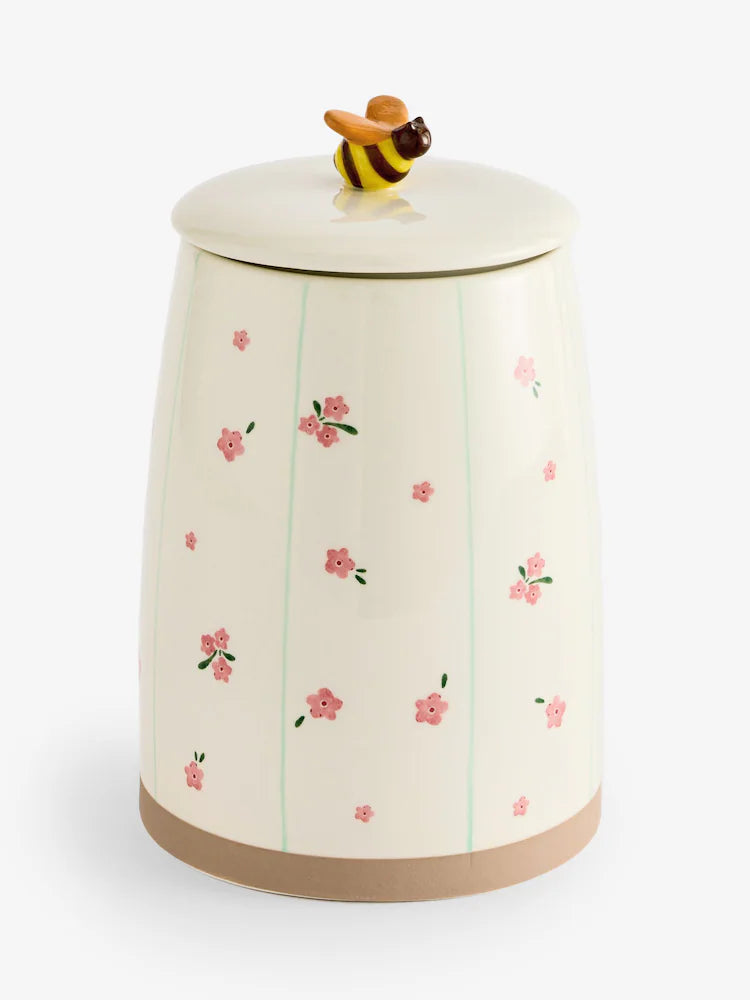 Next Uk Natural Floral Ceramic Biscuit Jar
