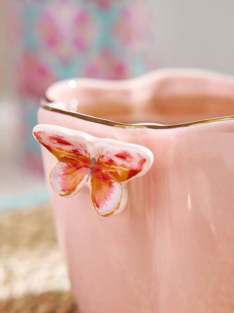 Pink Artist Floral Butterfly Mug