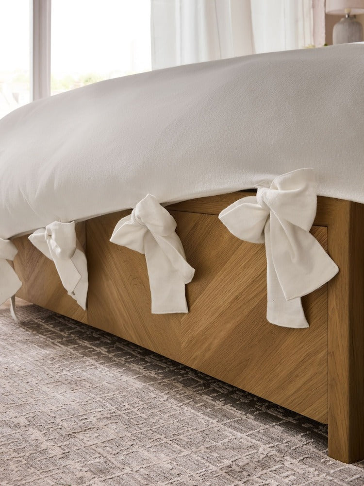 Next Uk Light Pink Supersoft 100% Brushed Cotton Duvet Cover Bow Tie Edge