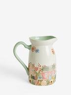 Next Uk White/Pink House Scene Jug Vase E05-693