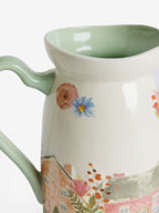 Next Uk White/Pink House Scene Jug Vase E05-693