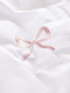 Next Uk White/Pink Bow Embroidered Duvet Cover and Pillowcase Set B65-776