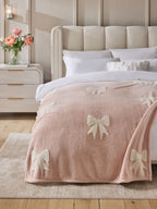 Next Uk Pink Carved Fleece Bows Throw AR9-162