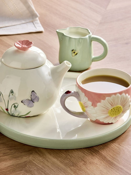 Next Uk Multi Floral Print Wildlife Tea for One Teacup Teapot Milk Jug and Tray Set E17-950