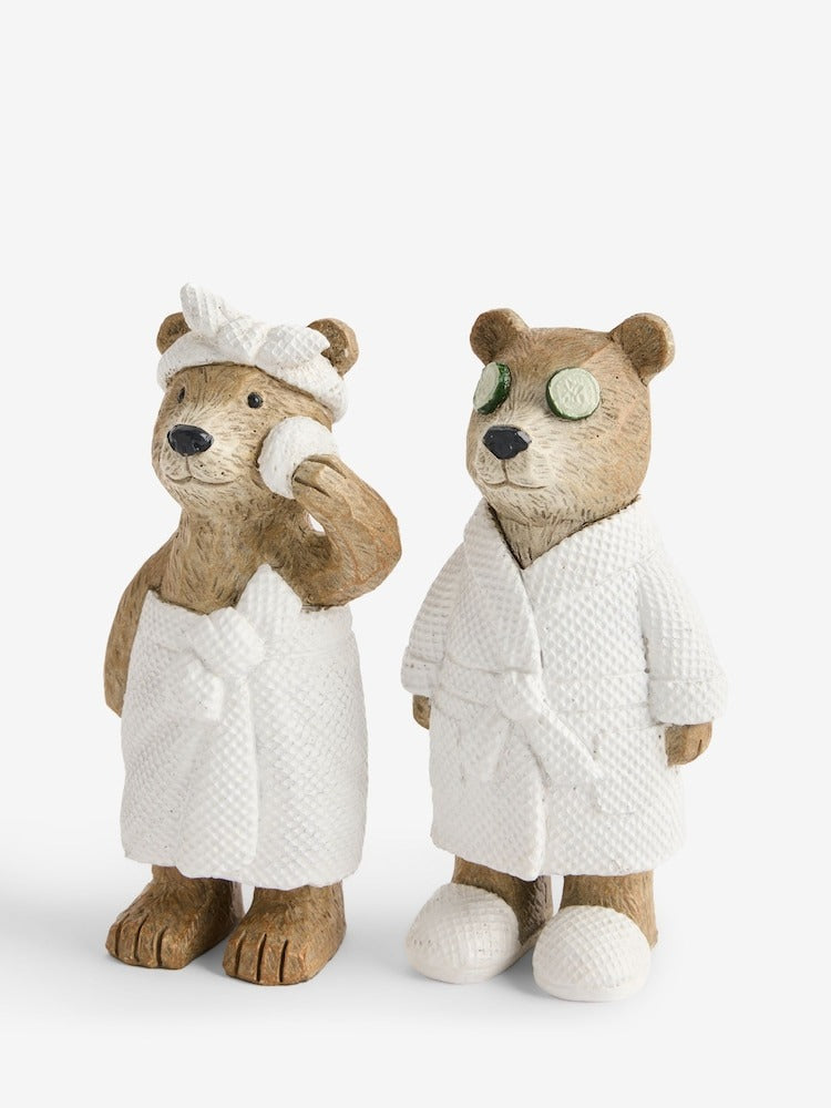 Set of 2 Natural Bertie Bear Spa Ornaments