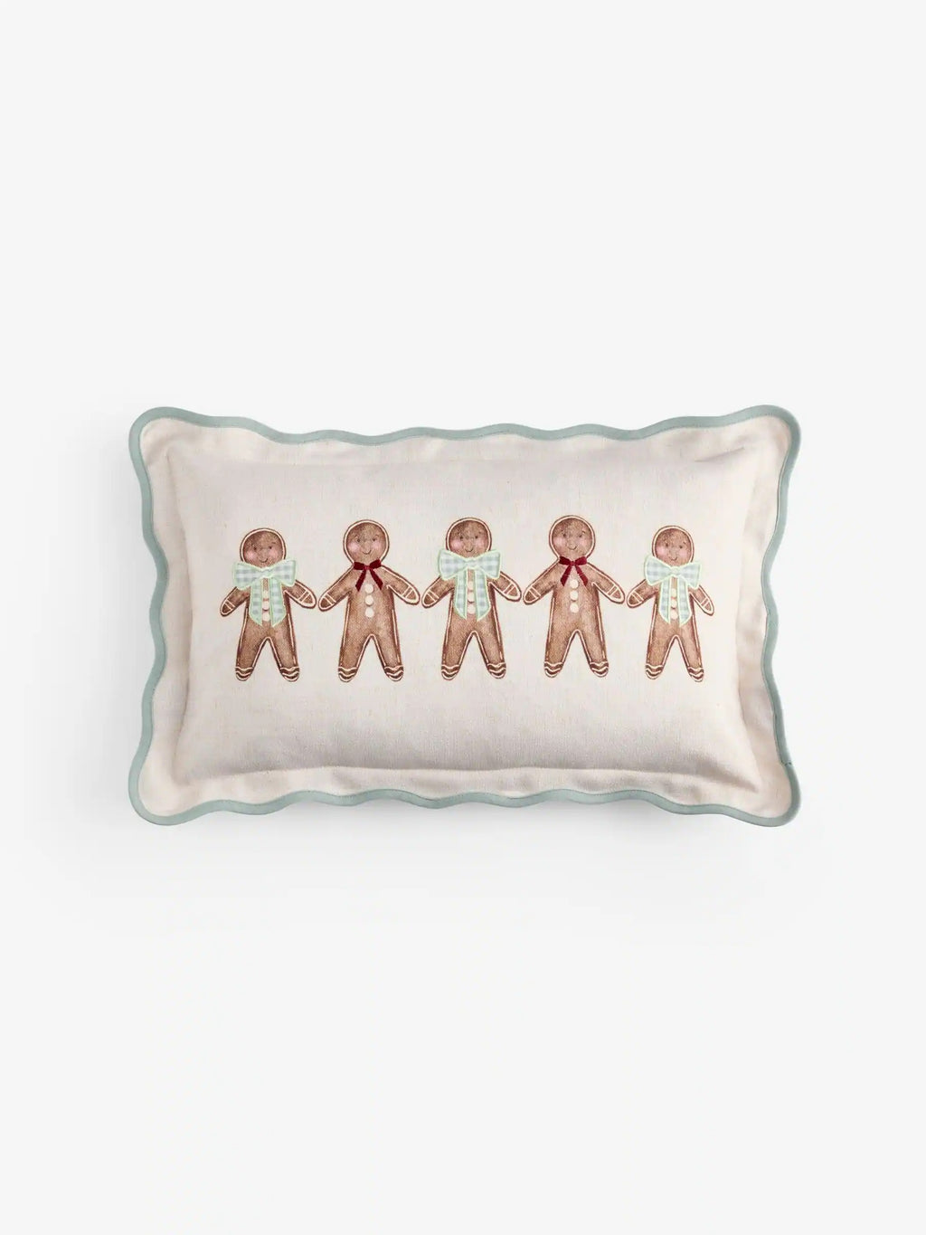 Natural Christmas Gingerbread Embroidered 30 X 50cm Cushion
