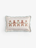 Natural Christmas Gingerbread Embroidered 30 X 50cm Cushion