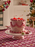 Preorder White Cake Stand with Red Wavy Stripe and 3D Sweets