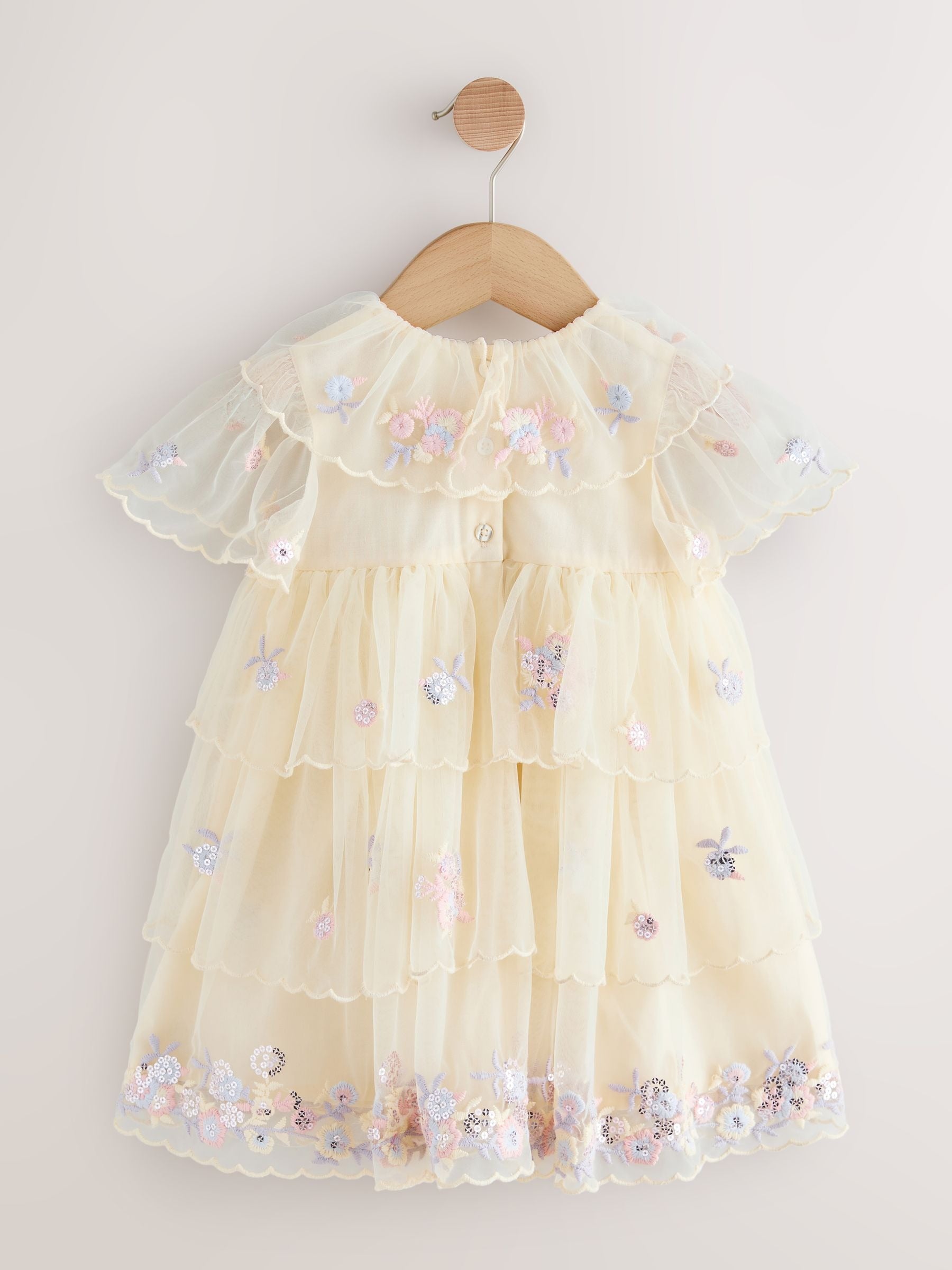 Preorder Next Uk Cream Embroidered Mesh Dress (3mths-7yrs)